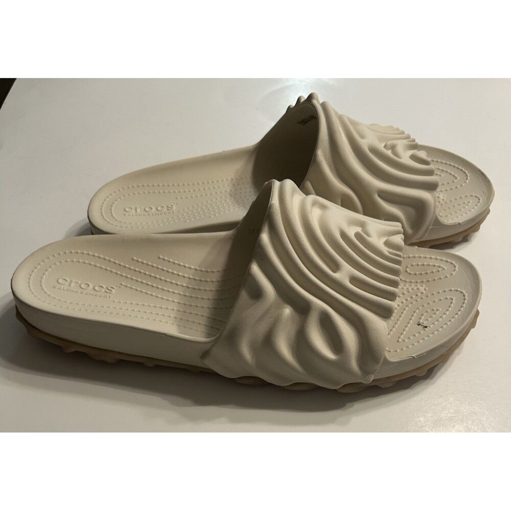 Size 13- Salehe Bembury X Crocs The Pollex Slide (208685-1MC) Parsnip Preowned - Picture 2 of 10